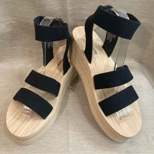 LUCKY BRAND  Sz 9.5 Samella Platform Sole Elasticized Straps Slip On Sandals NEW